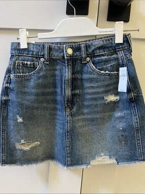 Junior Girls Distressed Denim Mini Skirt - Blue